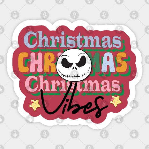 Jack Skellington Retro Christmas Vibes Sticker by JDVNart